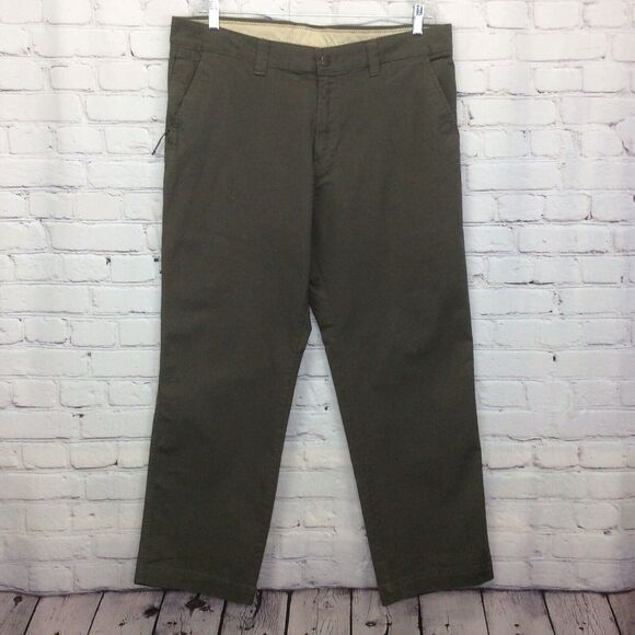 Columbia Pants Men's Size 36x30 Olive Green Regular Fit Cotton Blend Zip Pocket - Picture 1 of 8